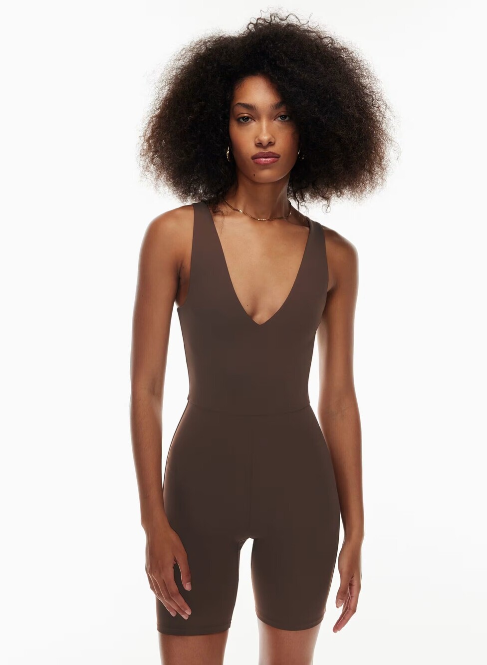 Aritzia The Group Contour V-Neck Romper Brown